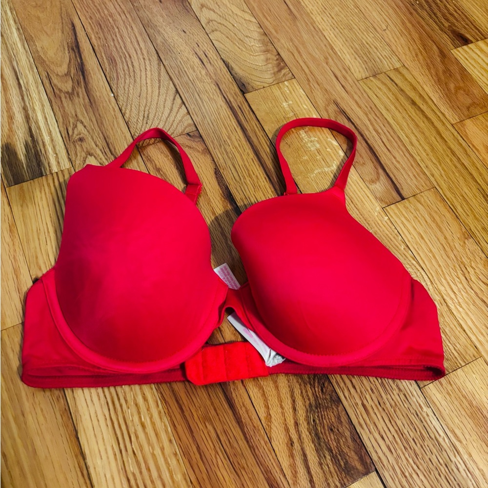Pink Everyday push up bra in red with pink lining of cups size 36B, mild wear